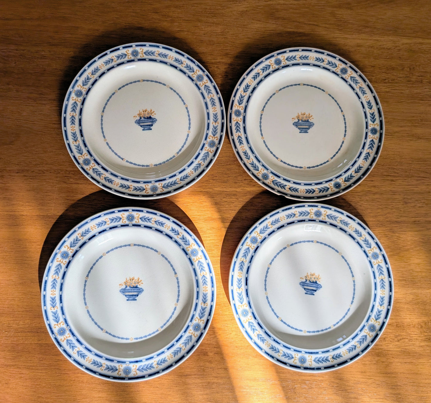 4 Wedgwood Etruria Blue Laurel Salad Plates