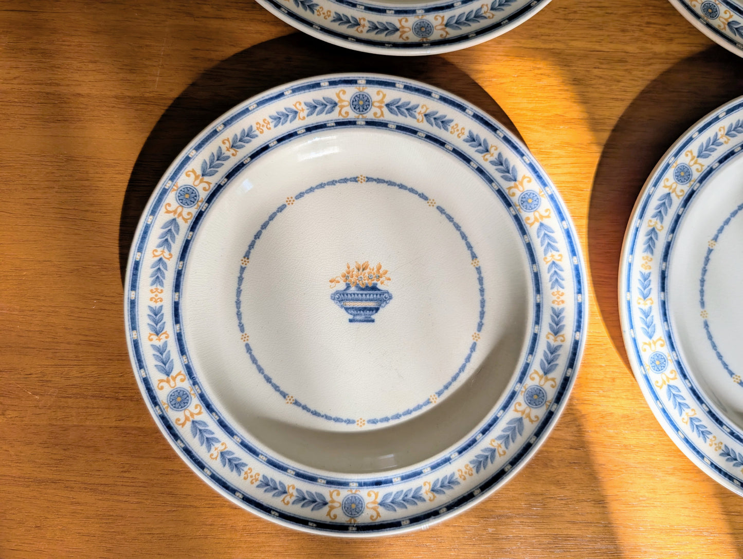 4 Wedgwood Etruria Blue Laurel Salad Plates