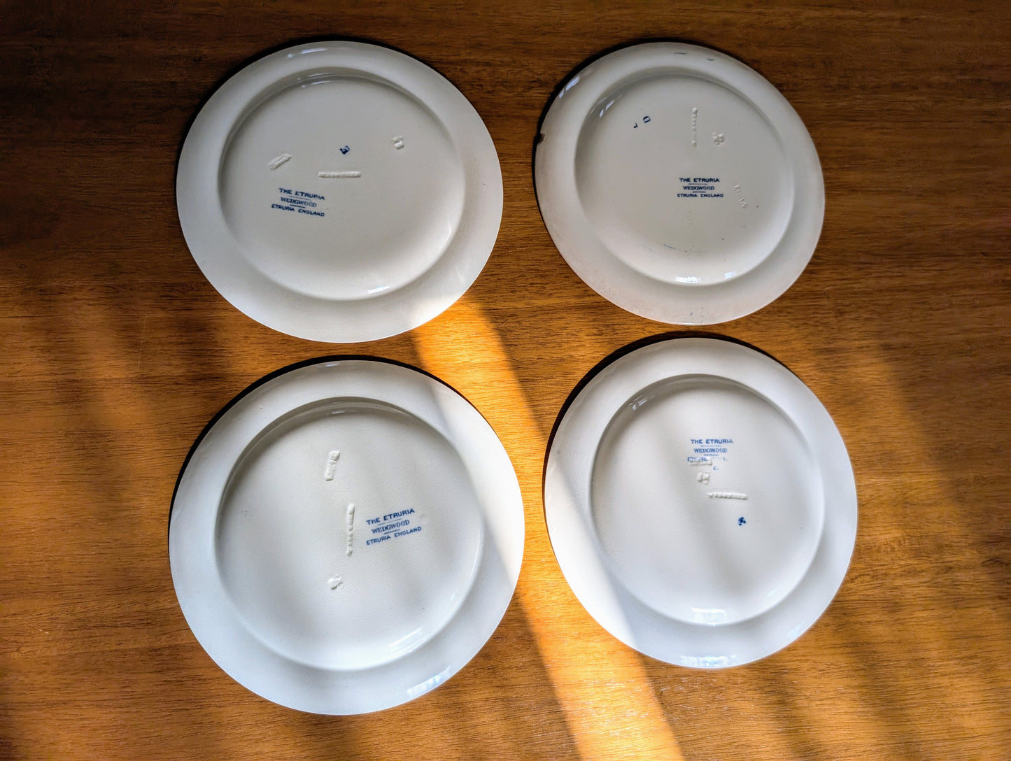 4 Wedgwood Etruria Blue Laurel Salad Plates