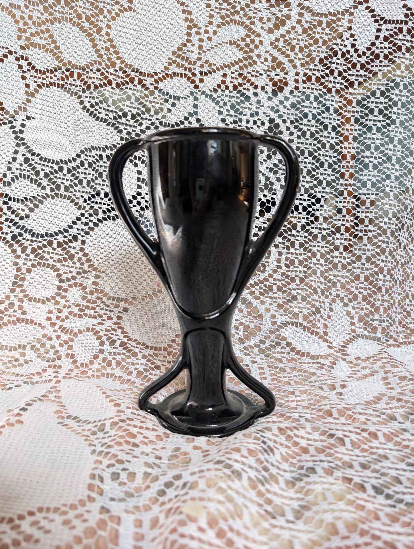 Black Amethyst Glass Art Nouveau Vase