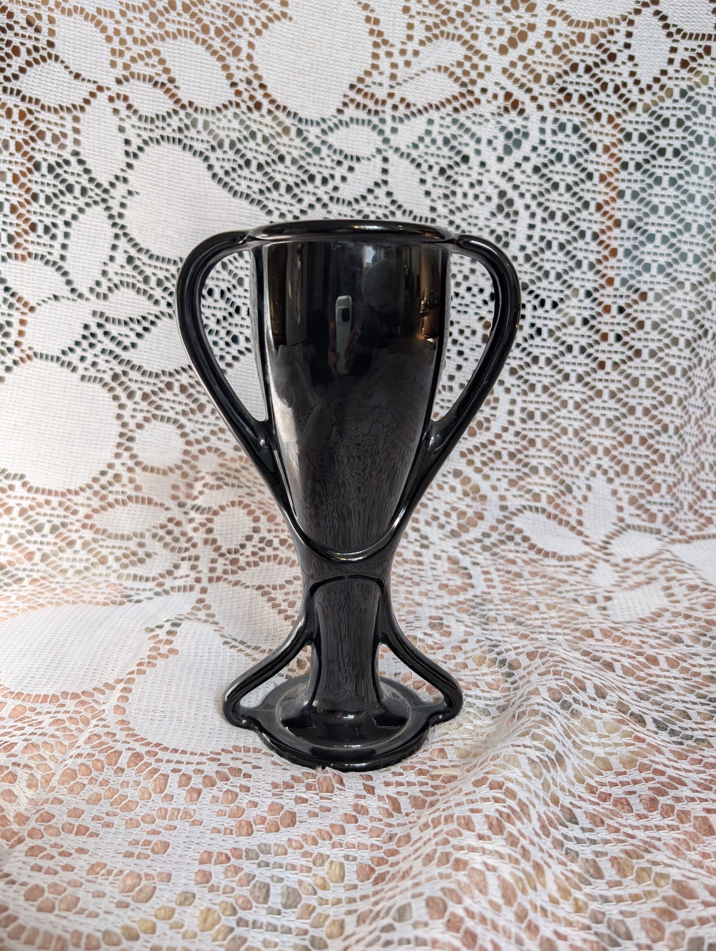 Black Amethyst Glass Art Nouveau Vase