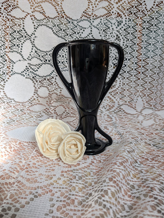 Black Amethyst Glass Art Nouveau Vase