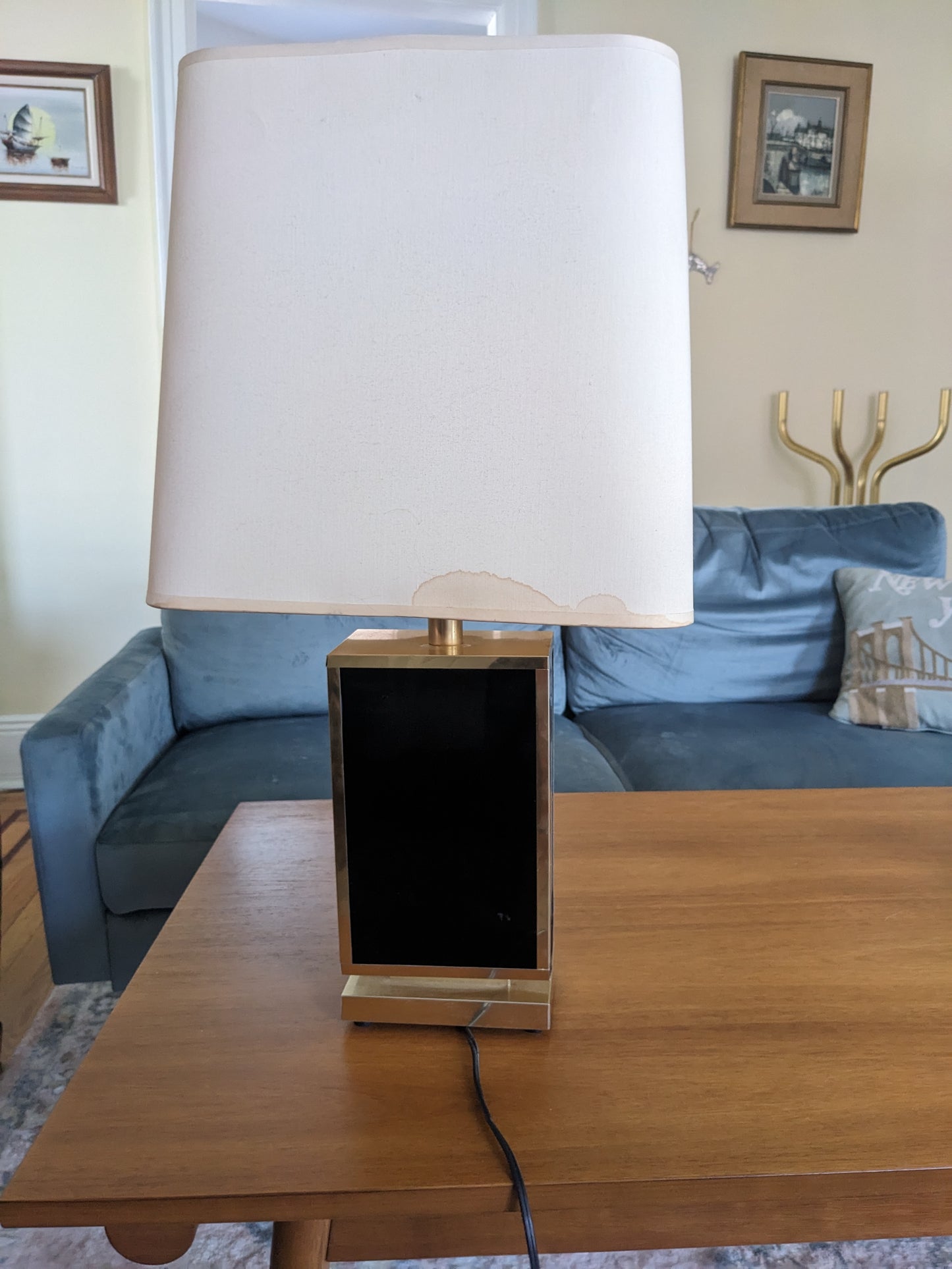 1980s Black and Gold Lamp