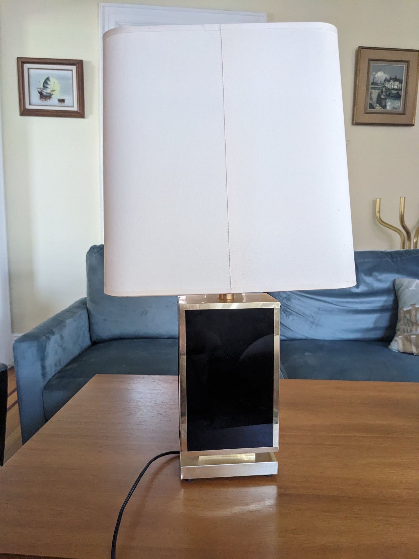 1980s Black and Gold Lamp