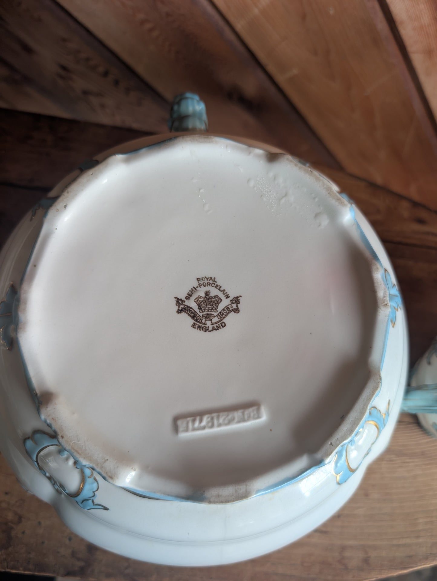 Semi Porcelain Toilet Set Washstand Pitchers Chamber Pot Shaving Mug Brush 1900s
