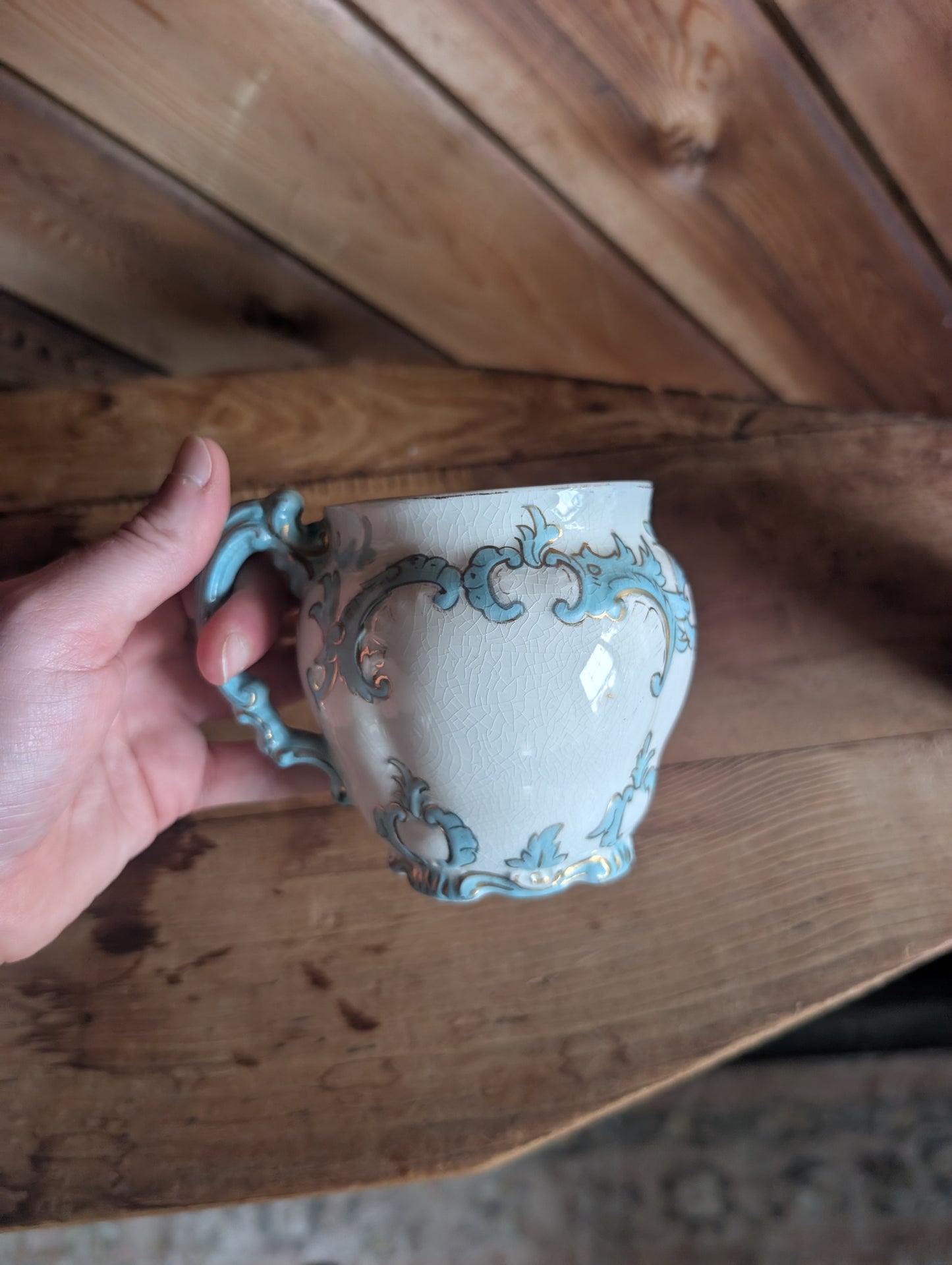 Semi Porcelain Toilet Set Washstand Pitchers Chamber Pot Shaving Mug Brush 1900s