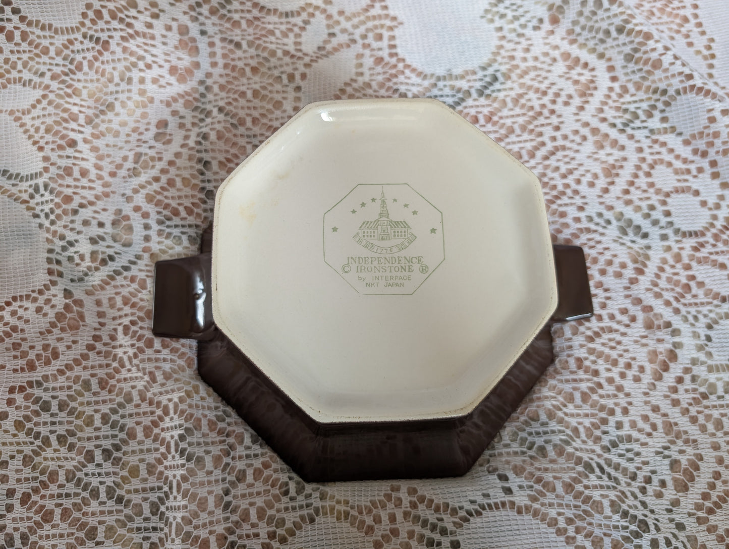 70s Brown Octagon Covered Dish