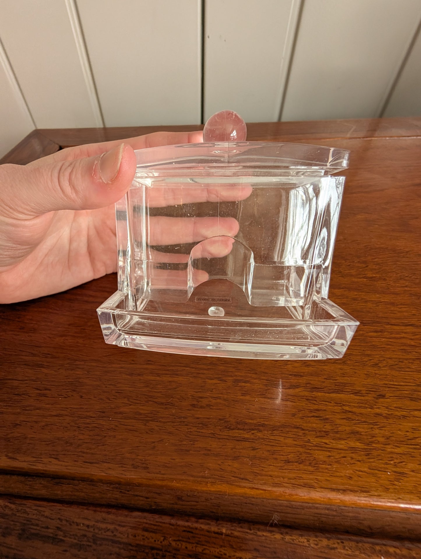 Acrylic Cotton Swab Dispenser with Lid