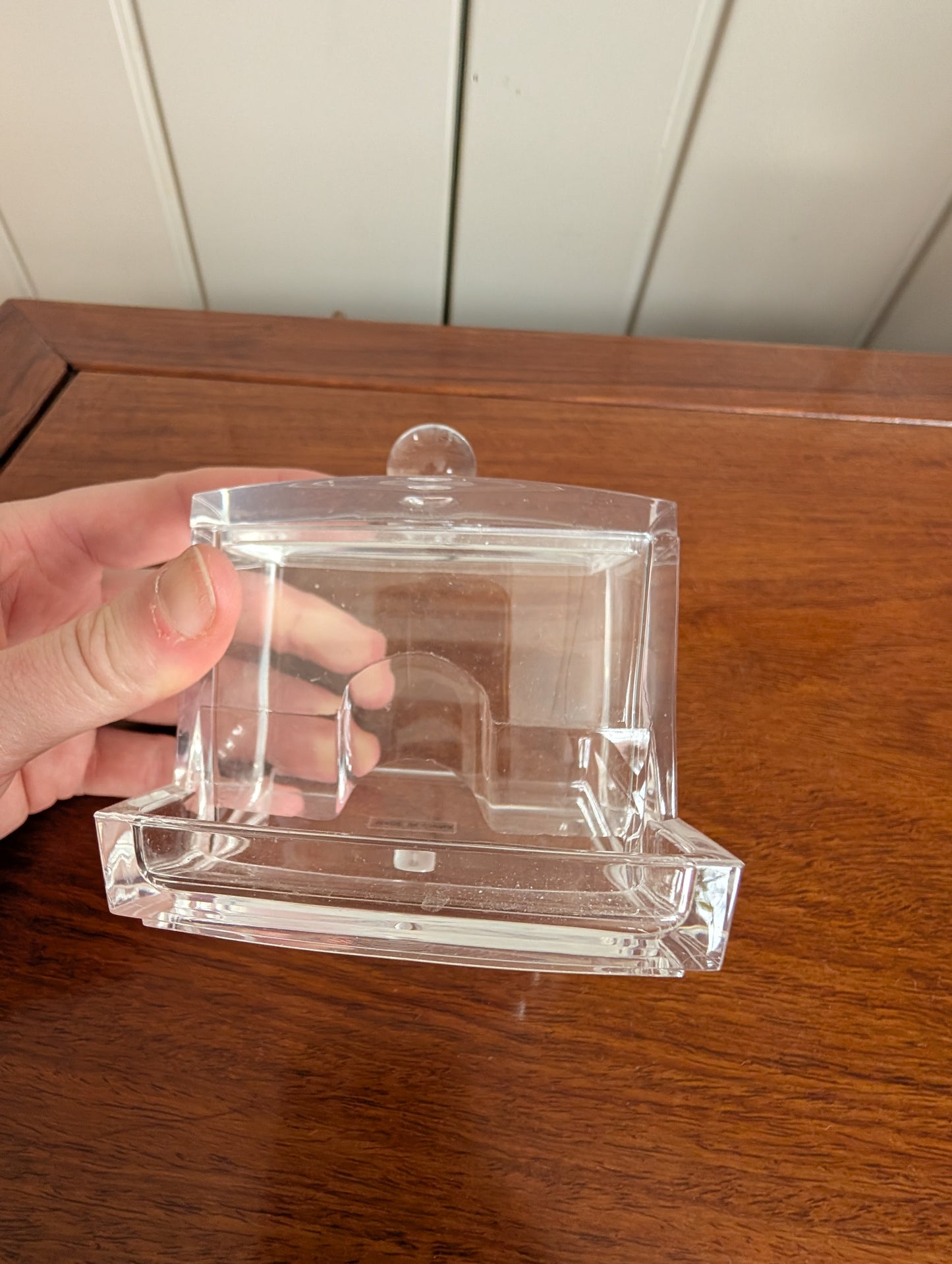 Acrylic Cotton Swab Dispenser with Lid