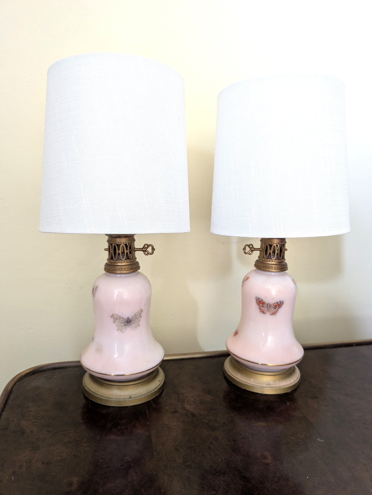 Pair of Pink Butterfly Lamps