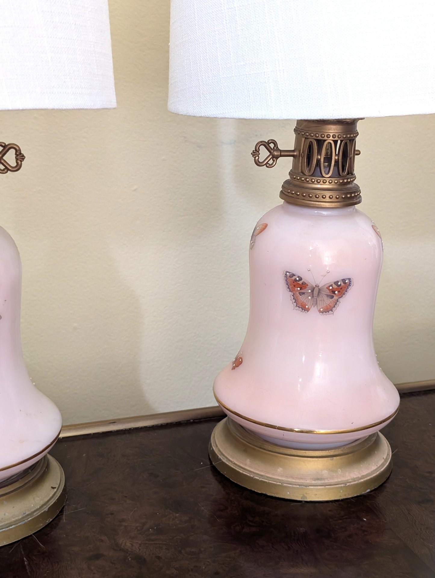 Pair of Pink Butterfly Lamps