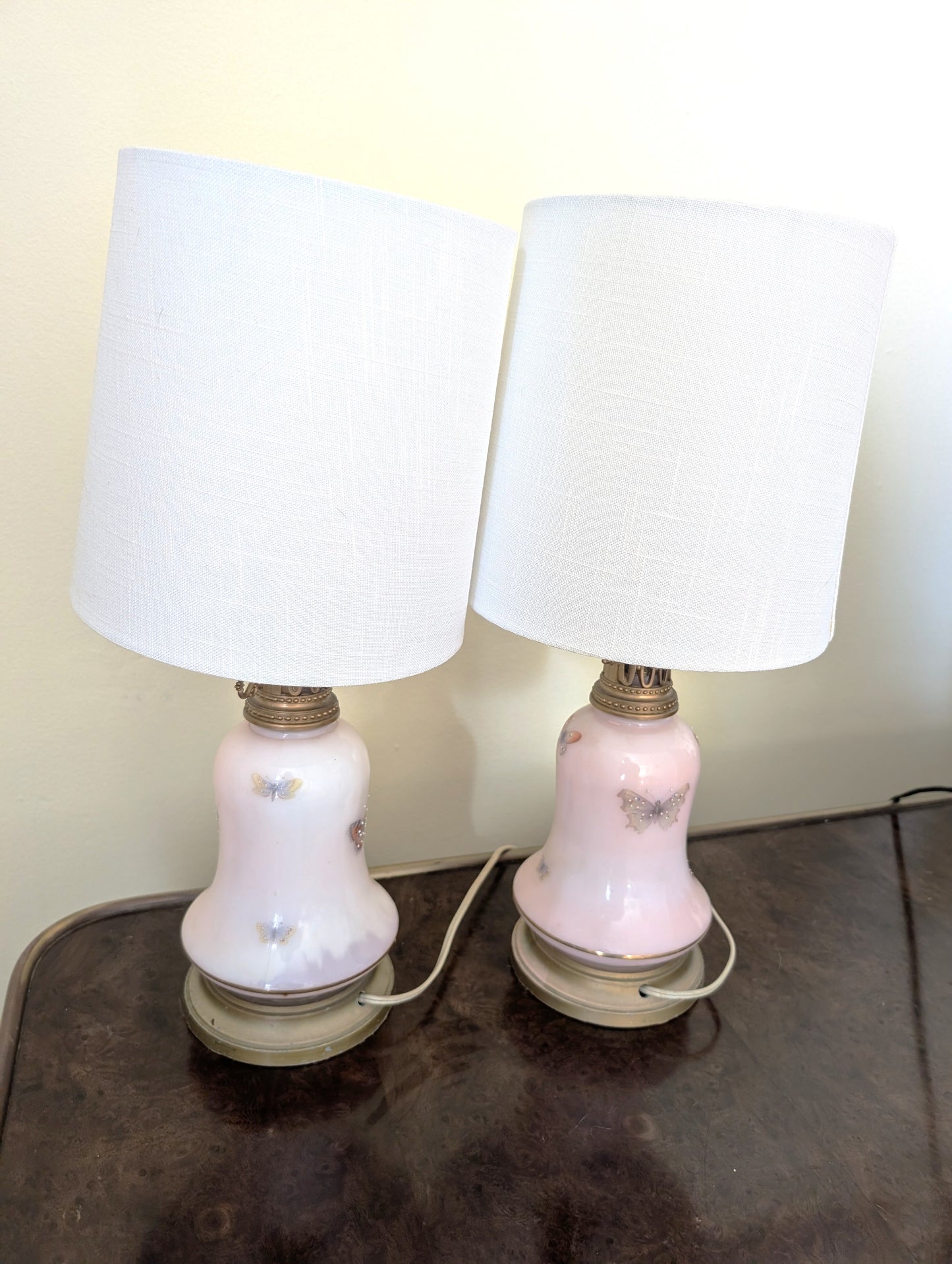 Pair of Pink Butterfly Lamps