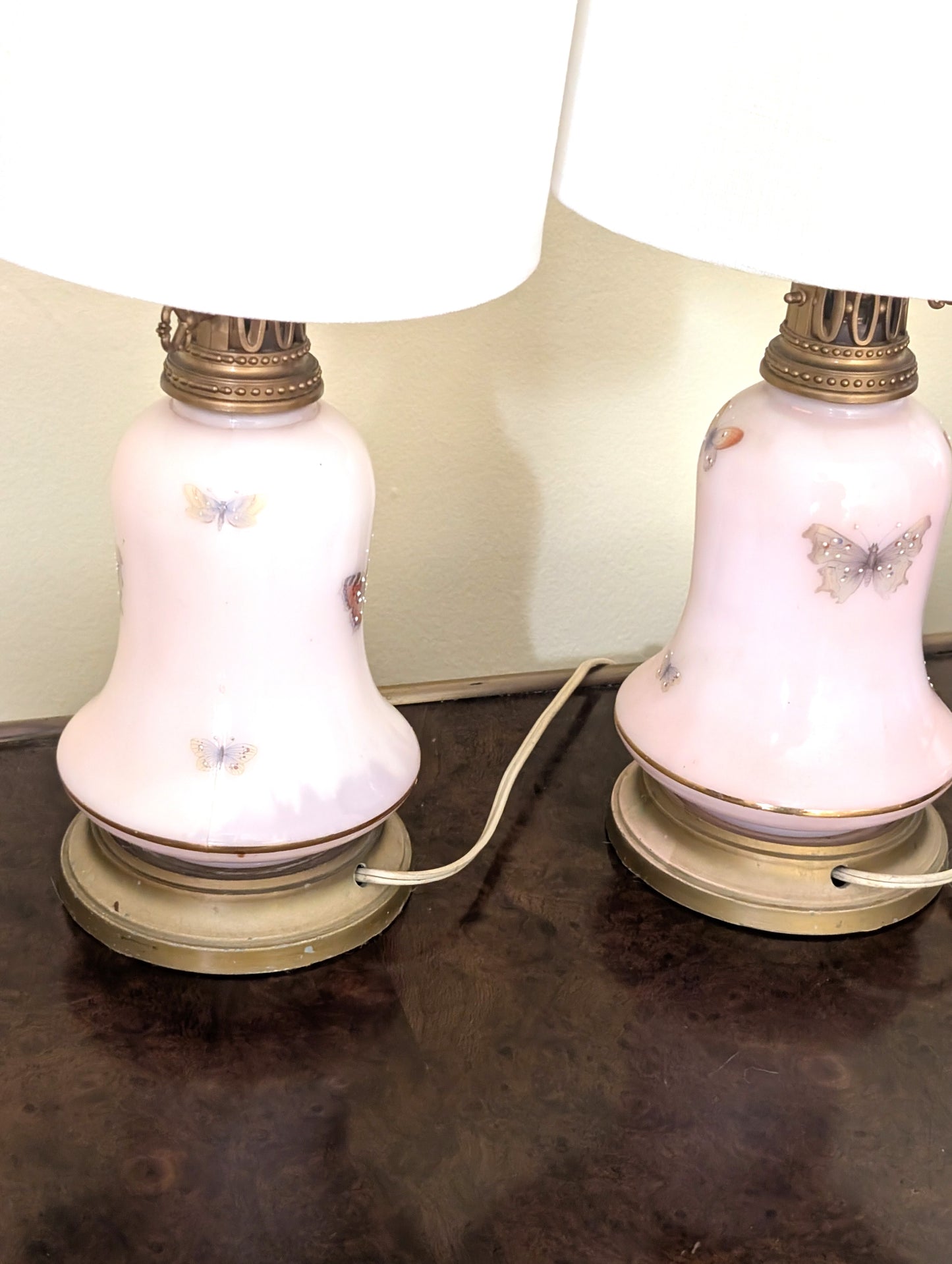 Pair of Pink Butterfly Lamps