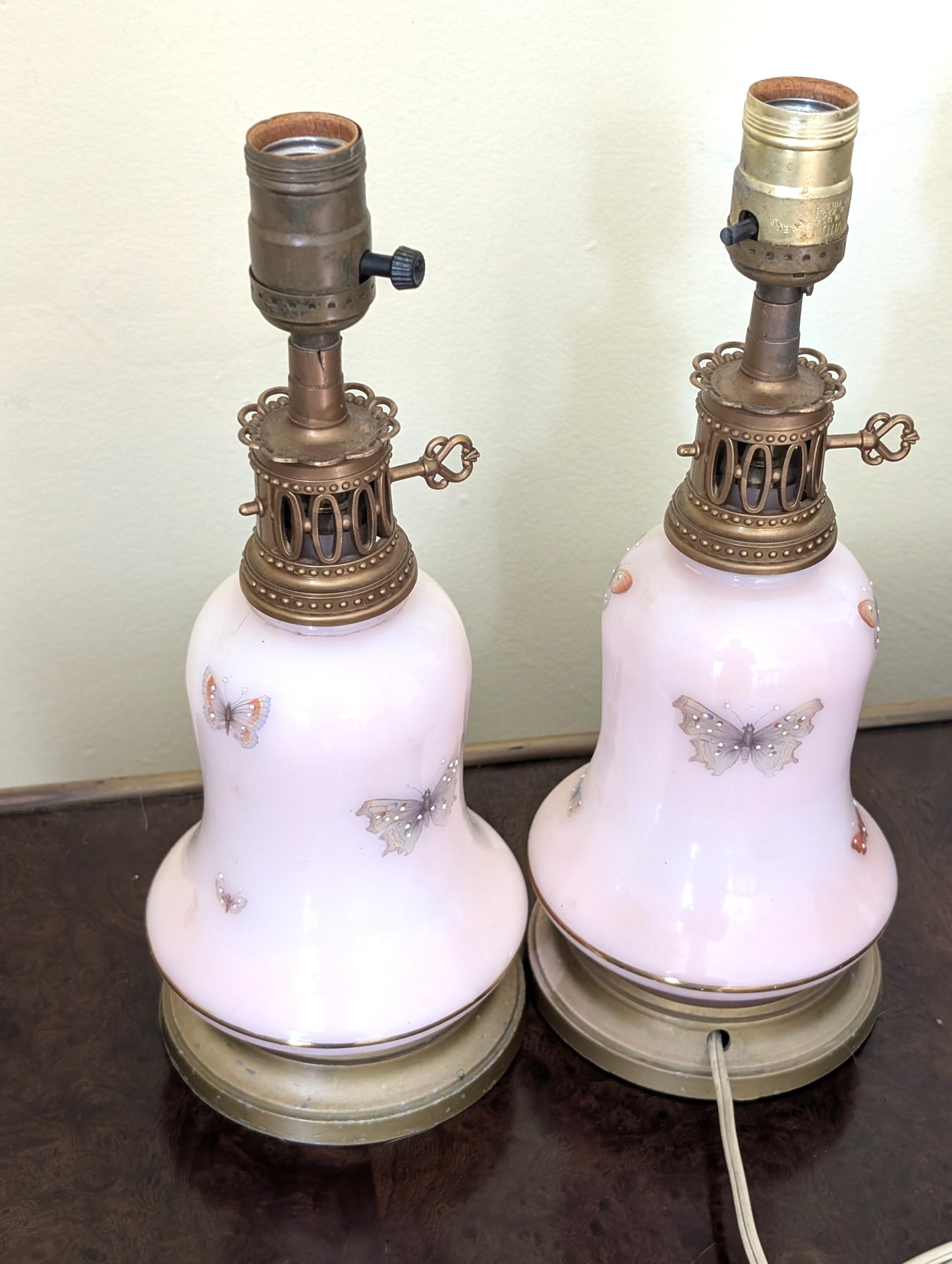 Pair of Pink Butterfly Lamps