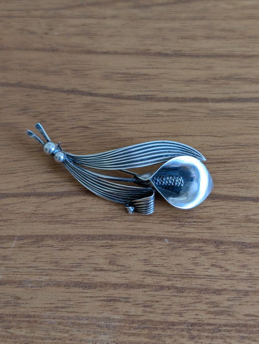Sterling Calla Lily Pin Brooch