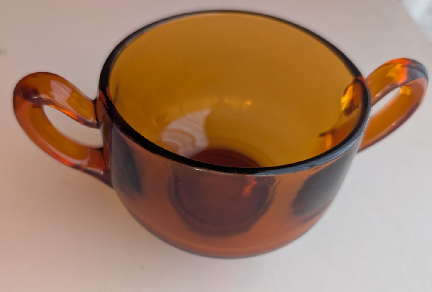 Vintage 1950s Cambridge Amber Glass Creamer & Sugar Bowl Set