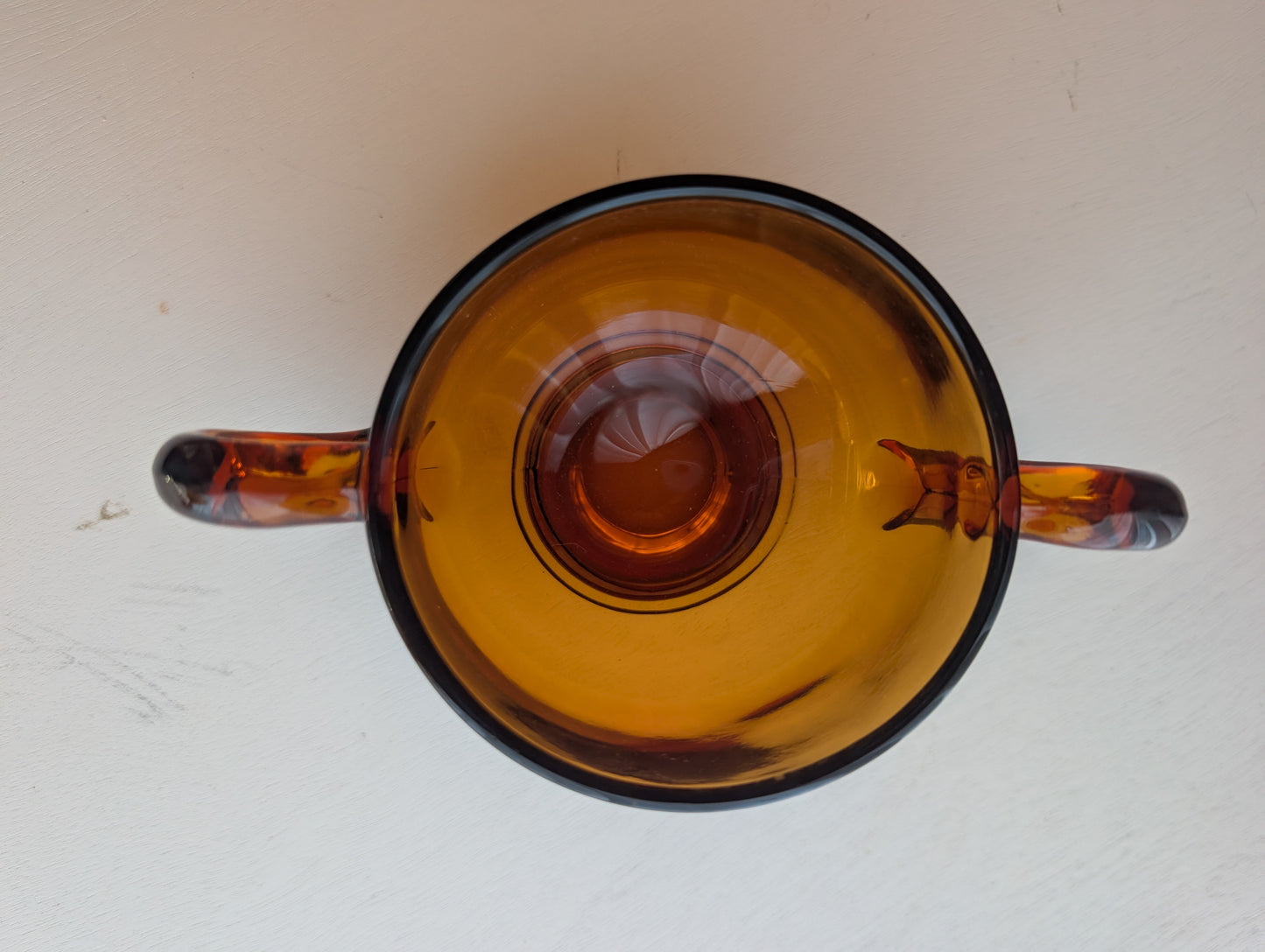 Vintage 1950s Cambridge Amber Glass Creamer & Sugar Bowl Set