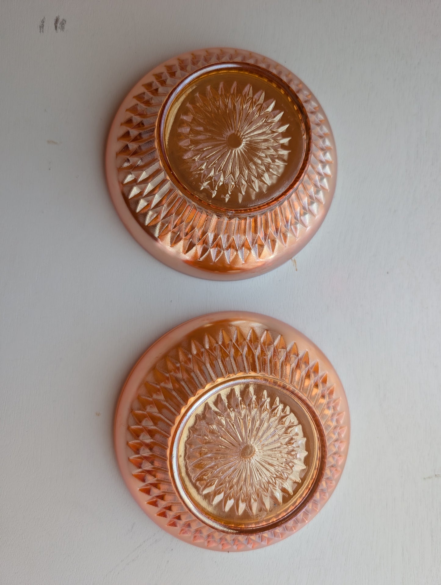 Pair of Carnival Glass 4" Small Fruit Bowls Anniversary Iridescent by Jeannette