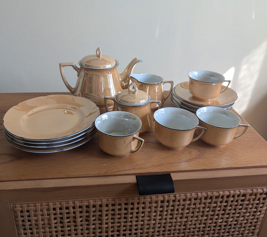 Peach Lustreware Tea Set 15 Pieces service for 4
