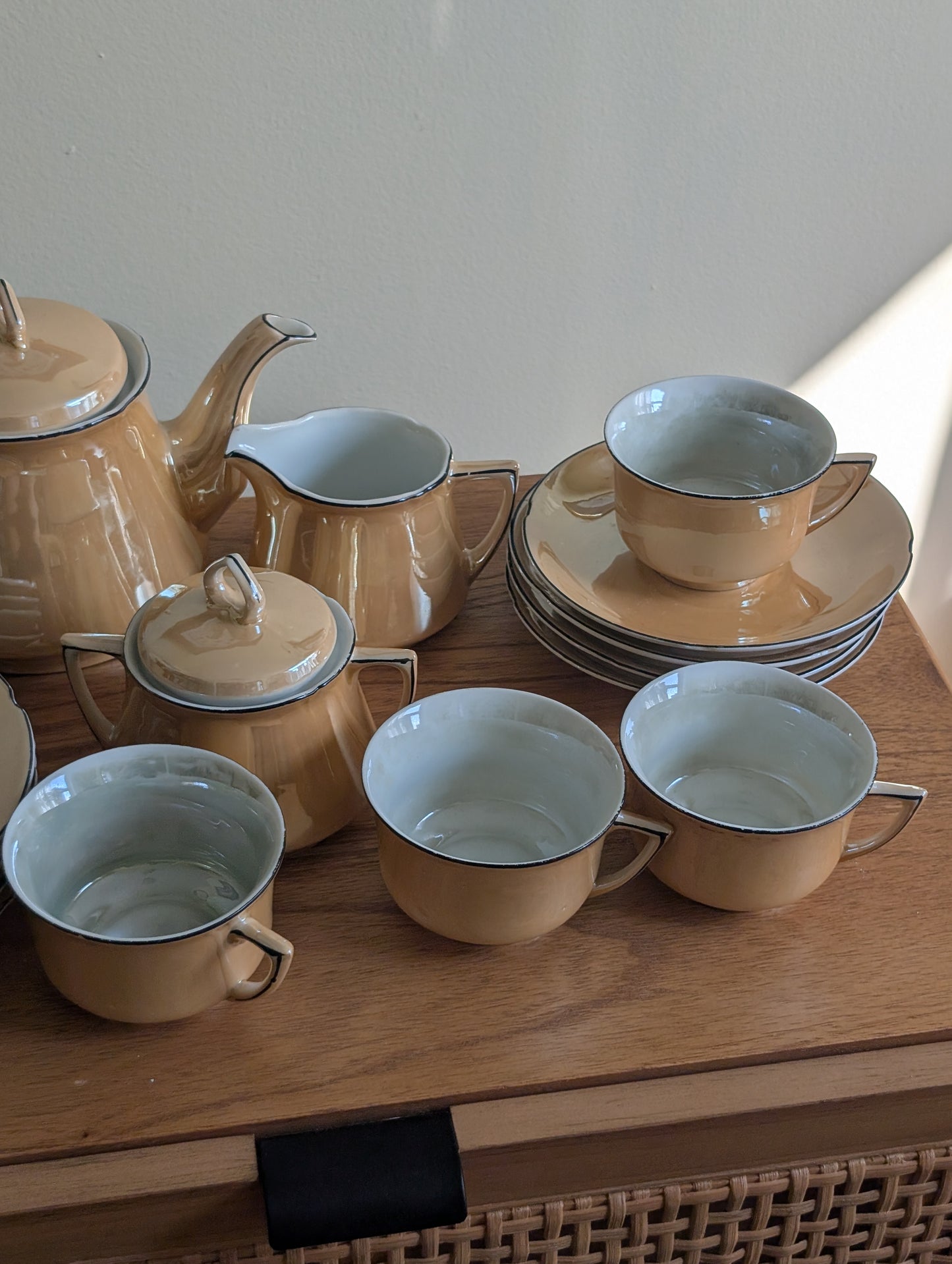 Peach Lustreware Tea Set 15 Pieces service for 4