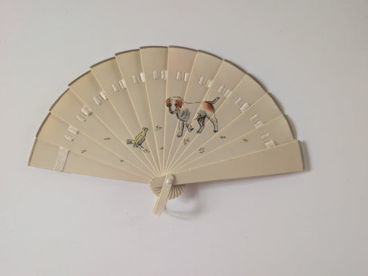 Small Antique Hand Painted Celluloid Fan