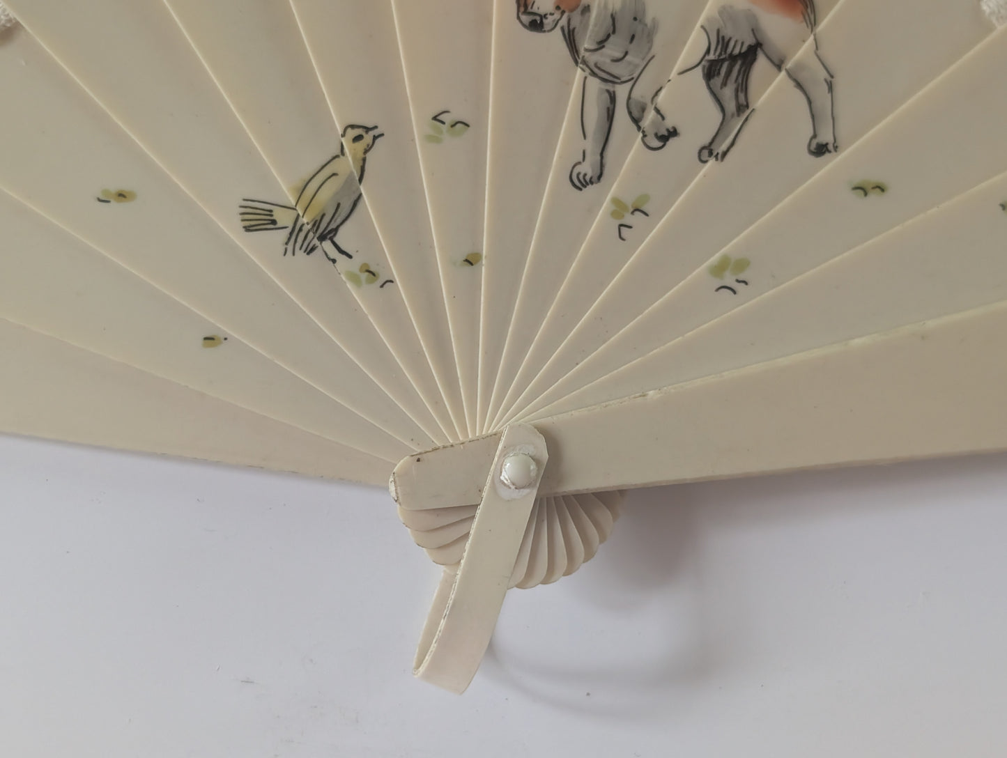 Small Antique Hand Painted Celluloid Fan