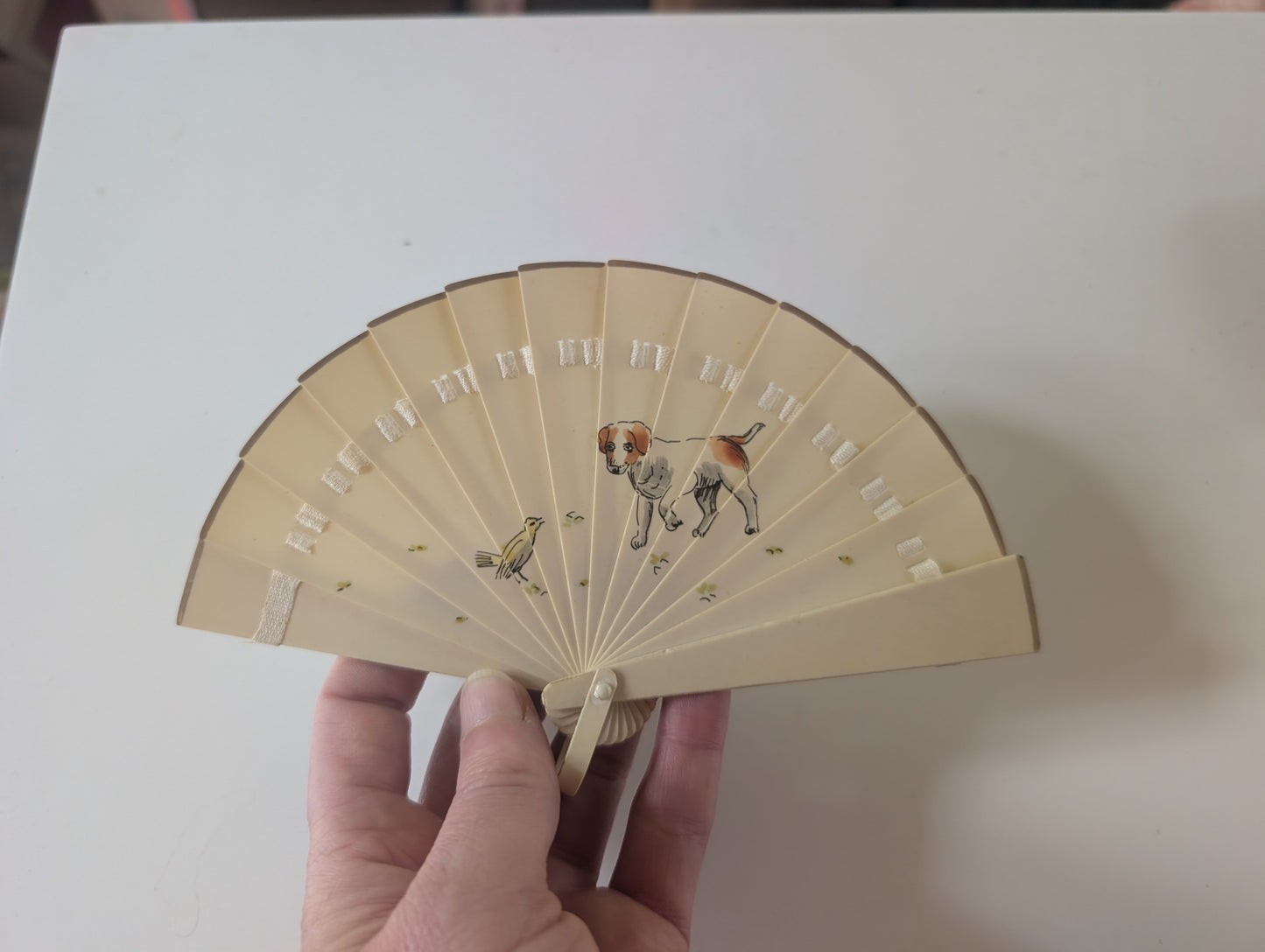 Small Antique Hand Painted Celluloid Fan