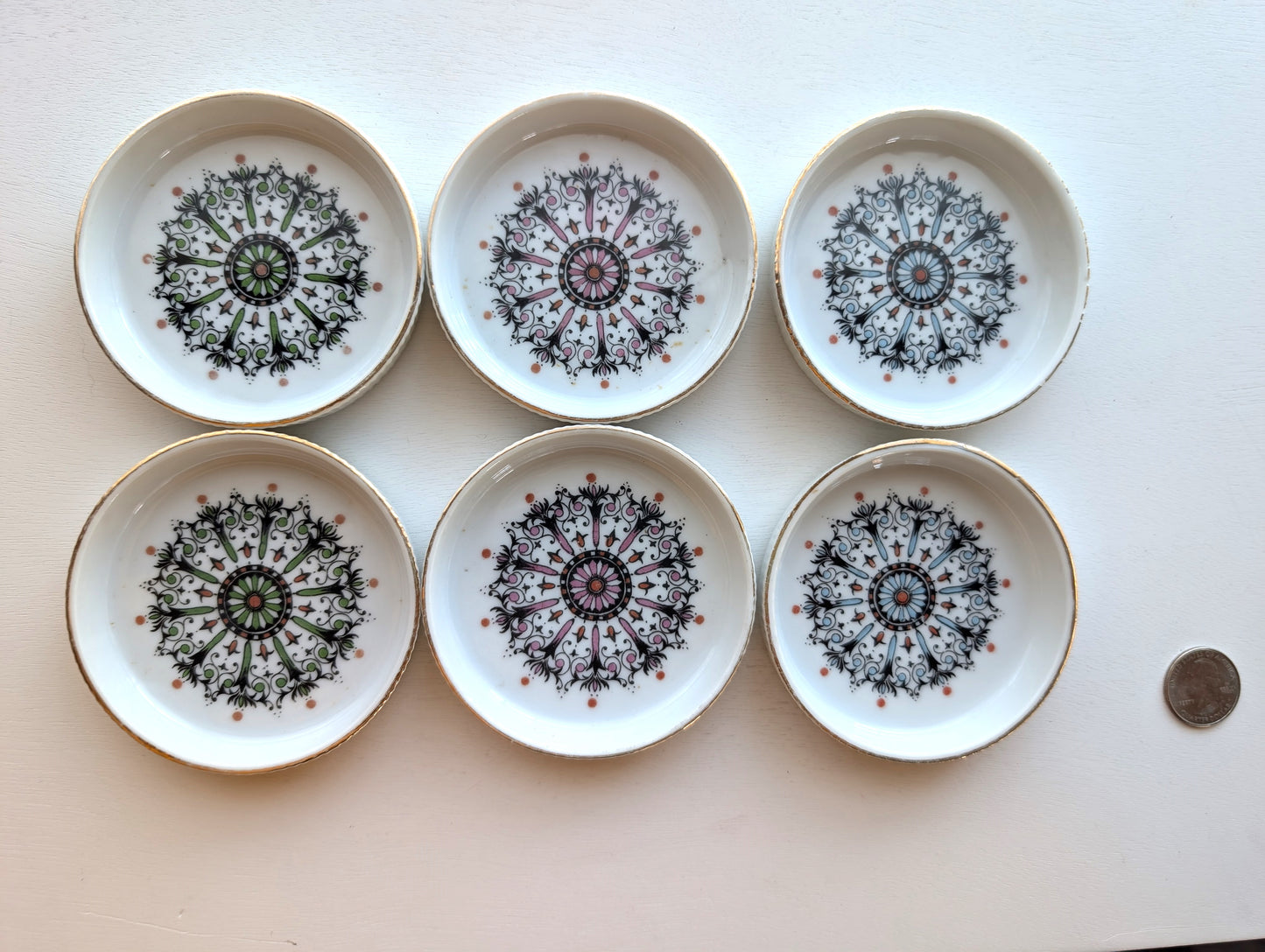 Set of Six Vintage Ceramic Coasters