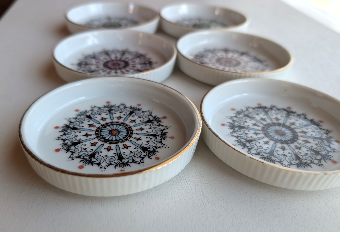 Set of Six Vintage Ceramic Coasters