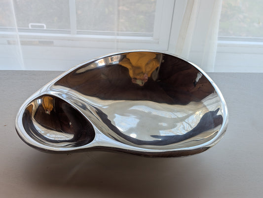 Vintage Nambé 560 Chip and Dip Serving Bowl Heavy Duty 8.5lbs Metal Alloy