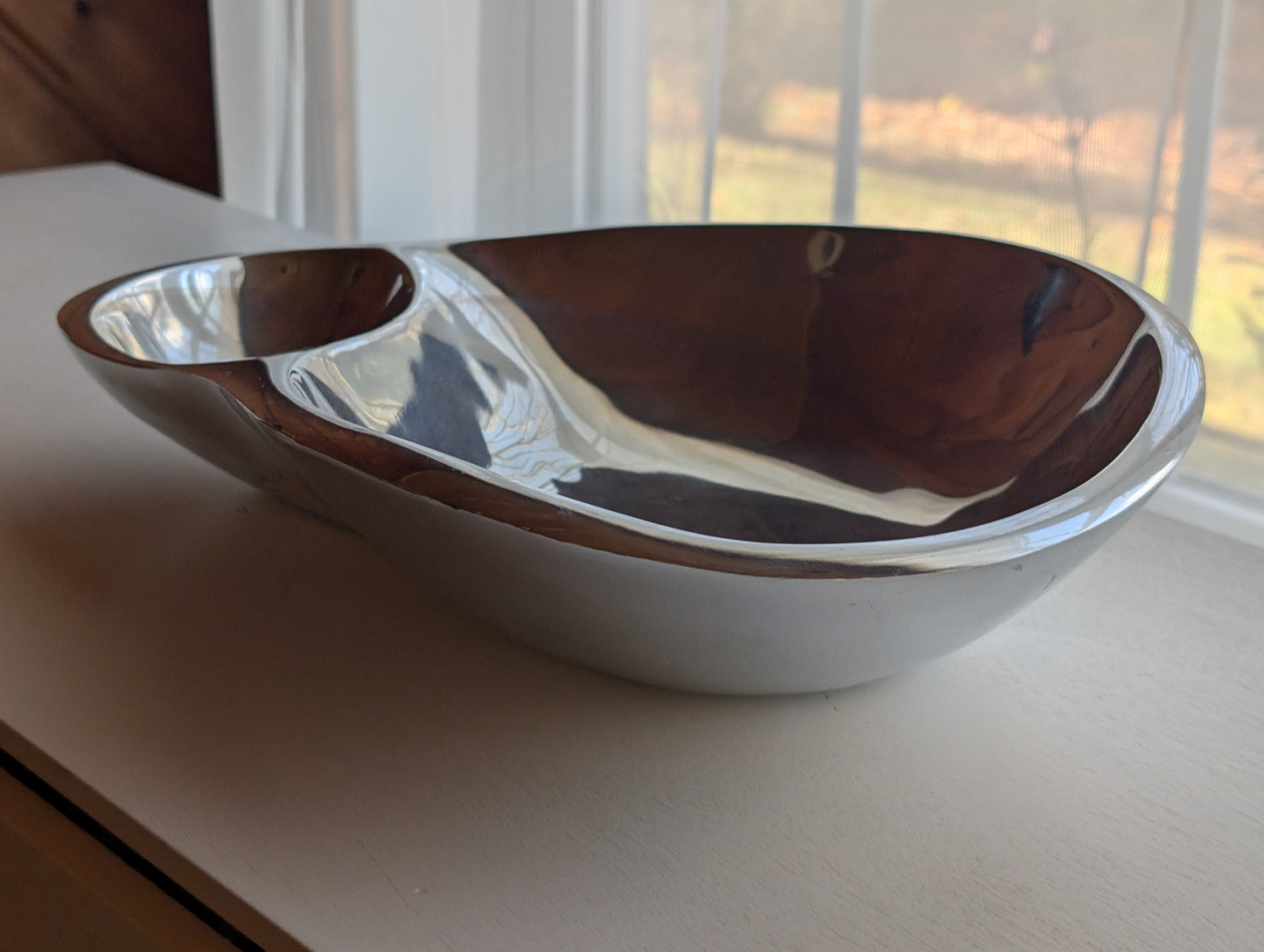 Vintage Nambé 560 Chip and Dip Serving Bowl Heavy Duty 8.5lbs Metal Alloy