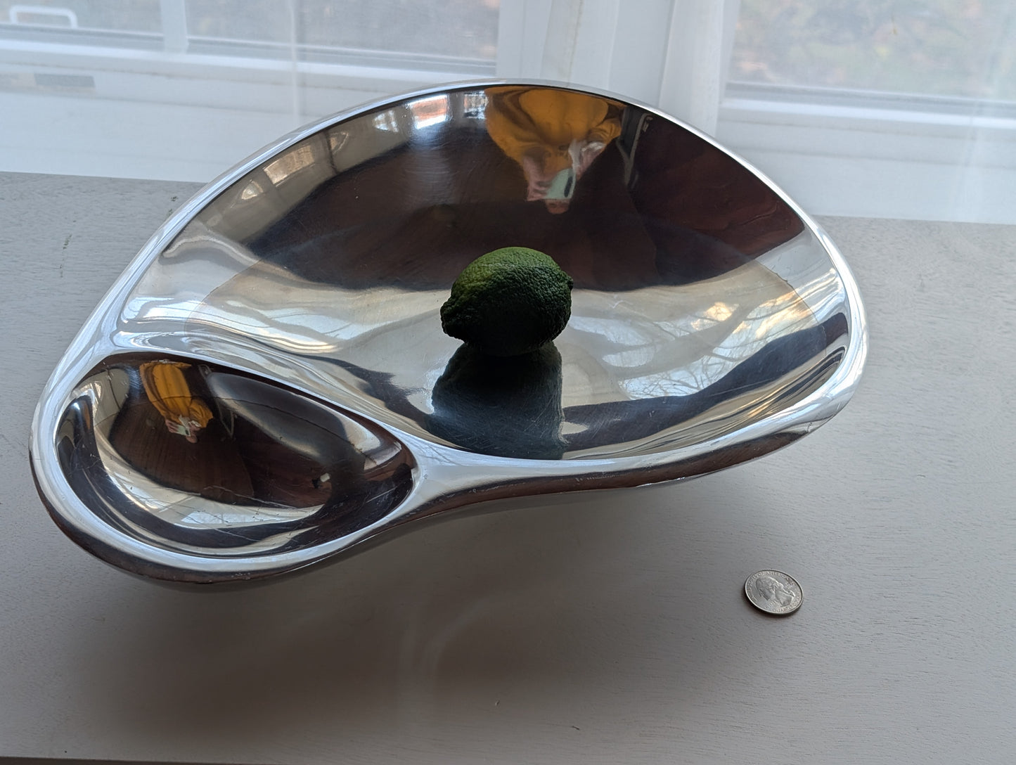 Vintage Nambé 560 Chip and Dip Serving Bowl Heavy Duty 8.5lbs Metal Alloy