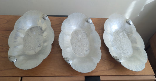 Three Hammered Aluminum Chrysanthemum Trays