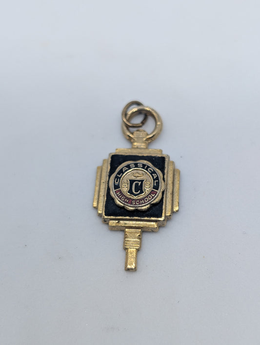 Classical High School Rhode Island Vintage Pendant Gold Tone and Enamel
