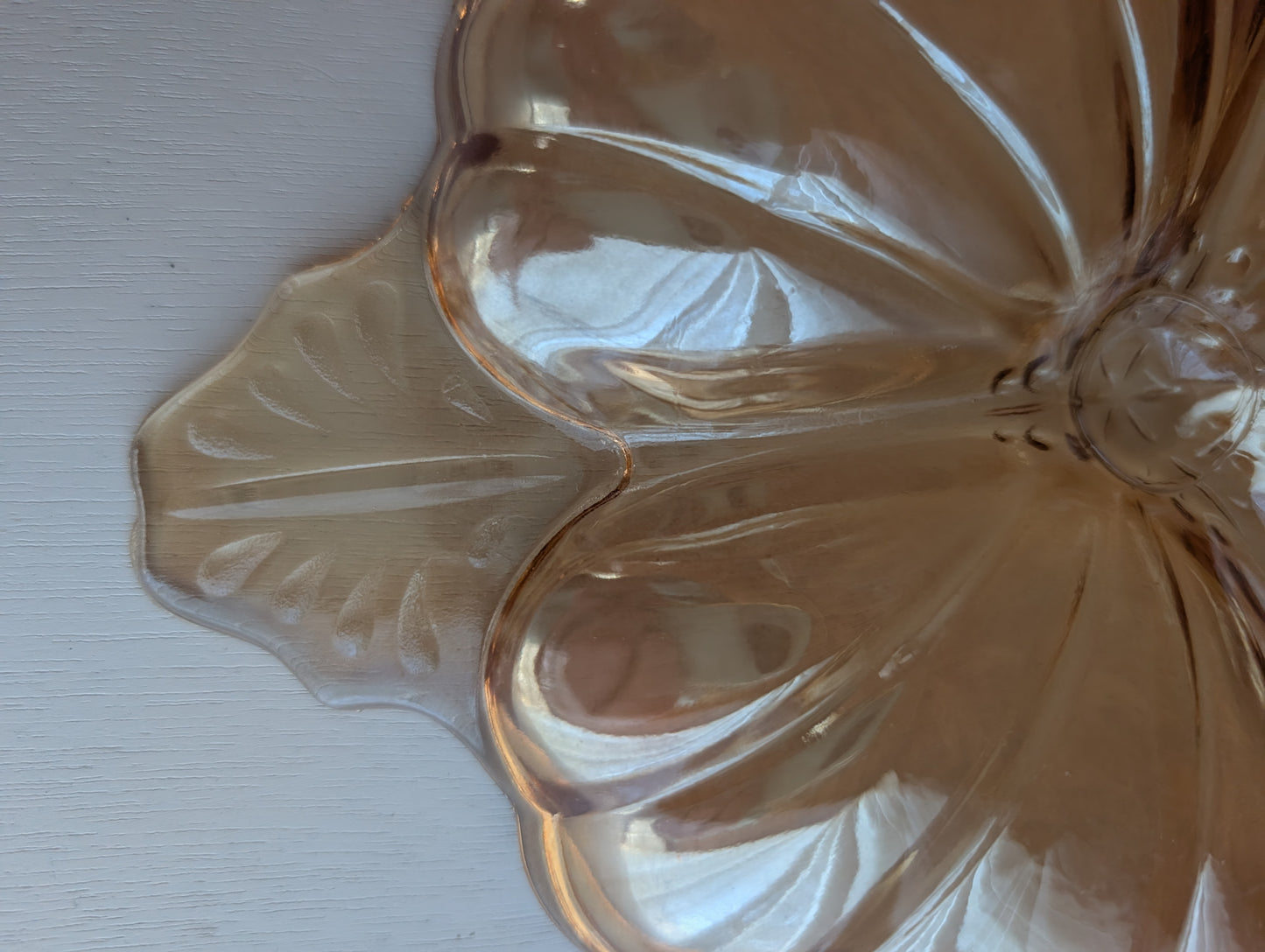 Vintage Jeanette Marigold Carnival Glass 3 Leaf Clover Shaped Candy Dish