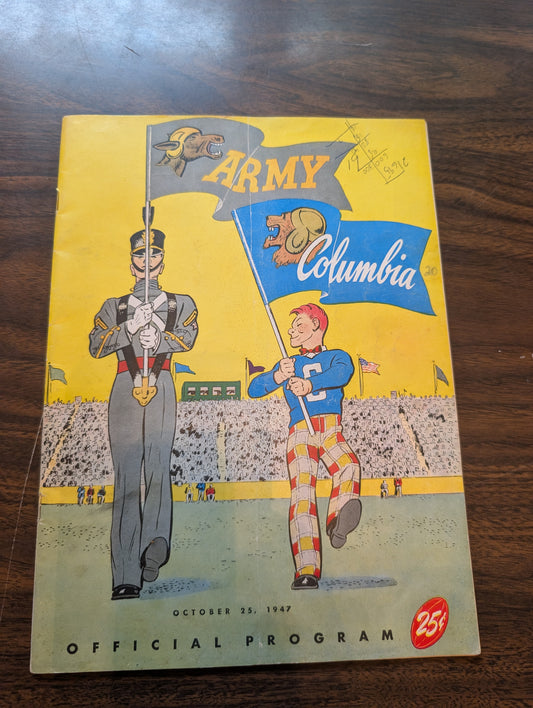 1947 Columbia Lions vs Army Cadets Football Game Program