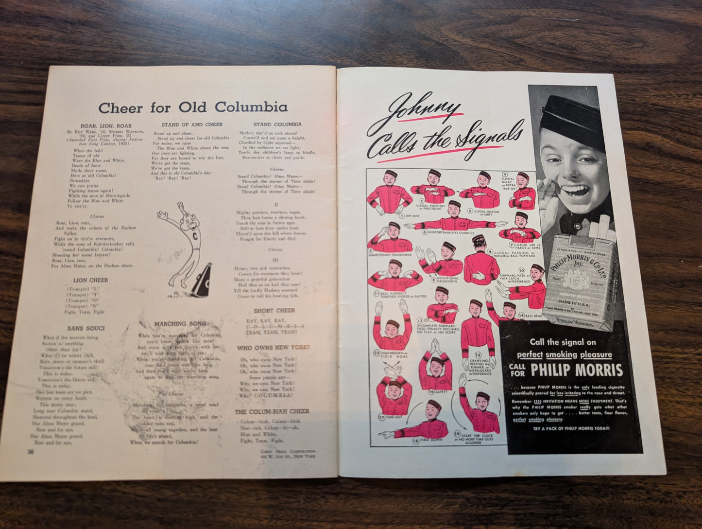 1947 Columbia Lions vs Army Cadets Football Game Program