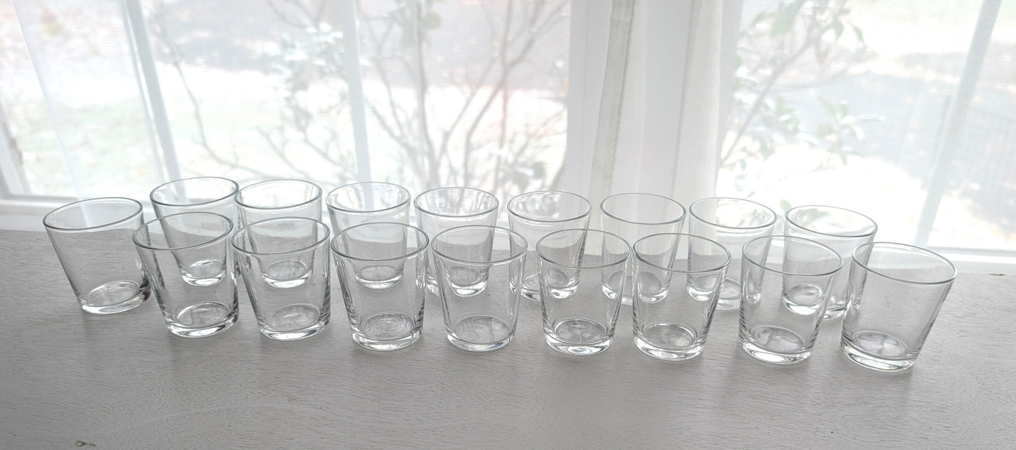 17 MidCentury Clear Glass Cordial Glasses