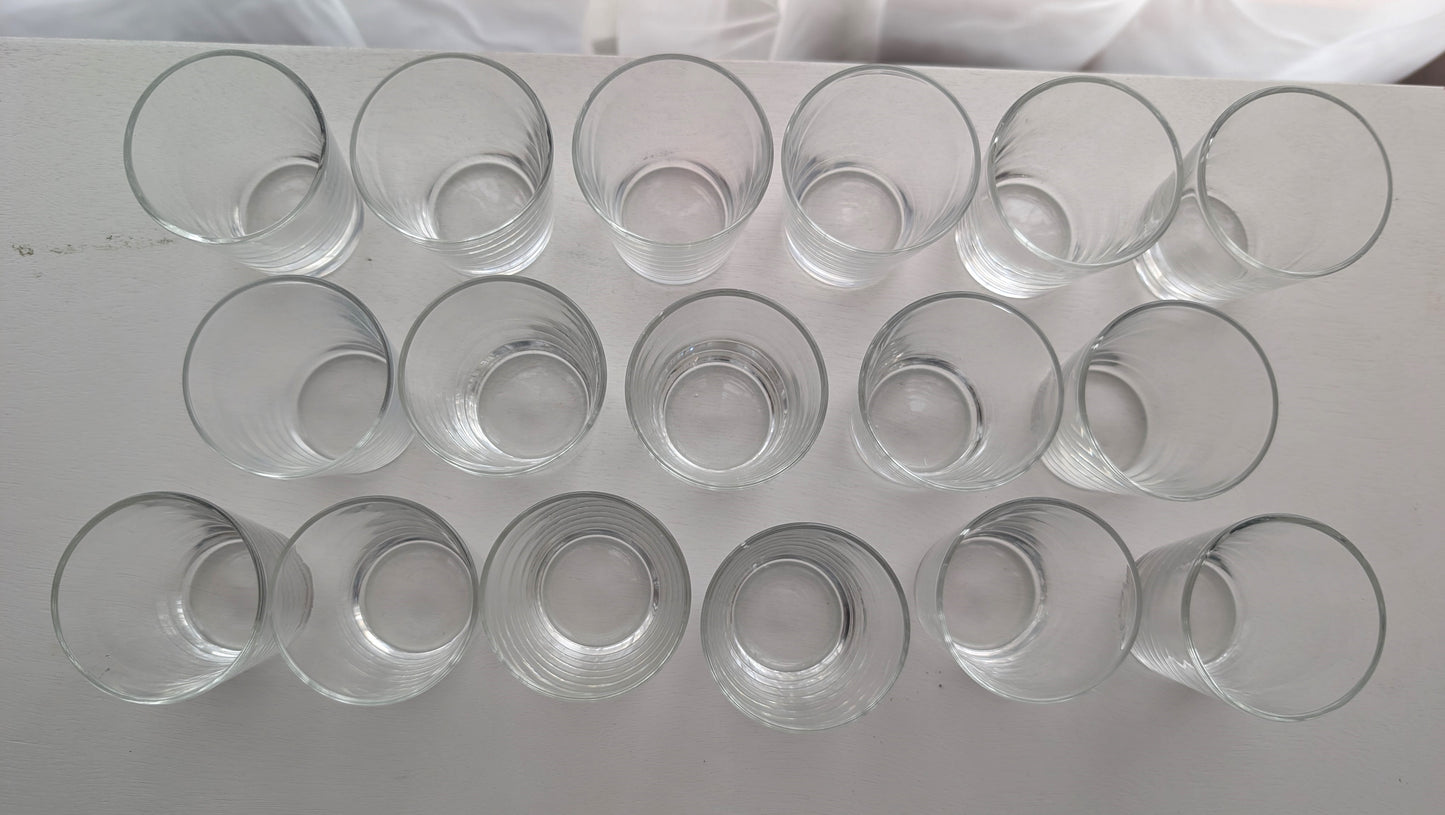 17 MidCentury Clear Glass Cordial Glasses