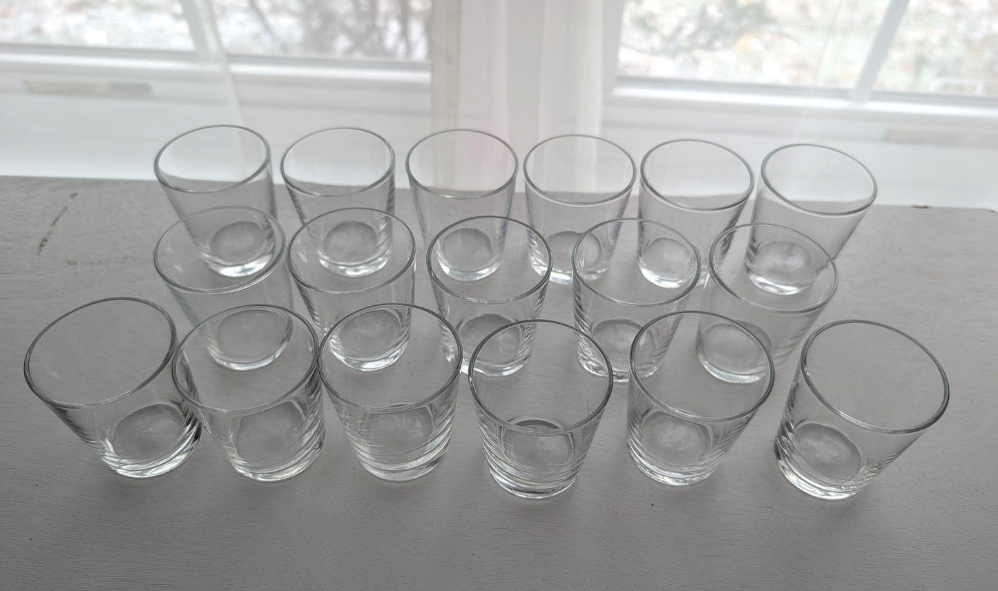 17 MidCentury Clear Glass Cordial Glasses