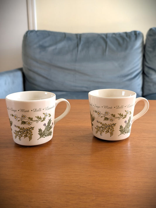 Two Herb Corelle Stoneware Tea Cups