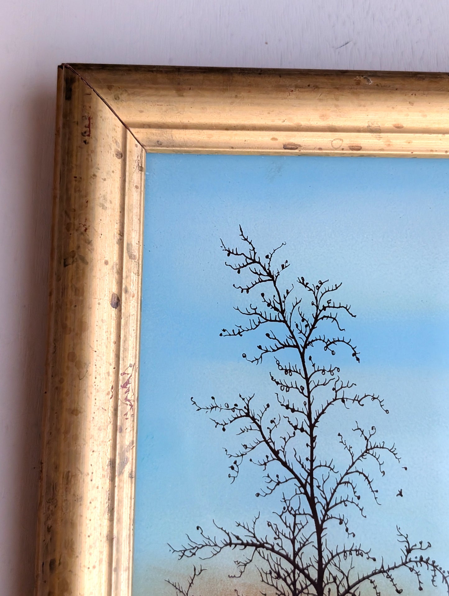 Croatian Naïve Oil on Glass Painting Signed A. Karas 1989 Framed Art