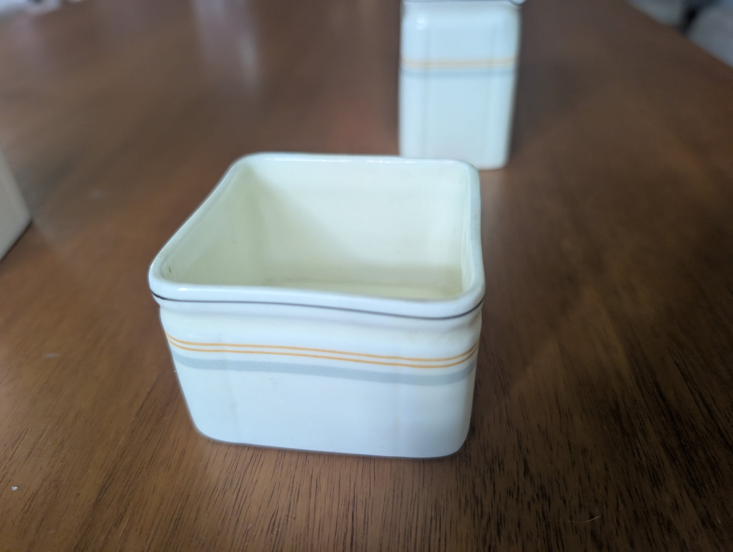 Queen Mary Cunard Foley China Steam Ship 3 pc Deco Cube Teapot Cream Sugar Dish