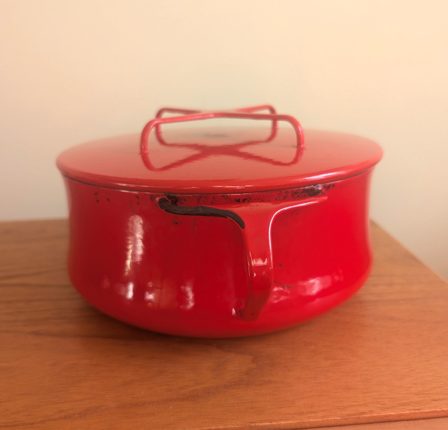 Dansk Kobenstyle Tomato Red 4 Quart Enamel Covered Pot