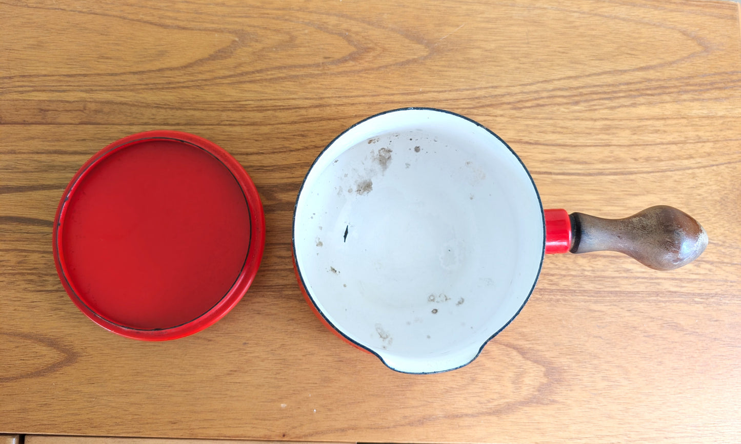 Dansk Kobenstyle Tomato Red 1 Quart Lidded Enamel Pot