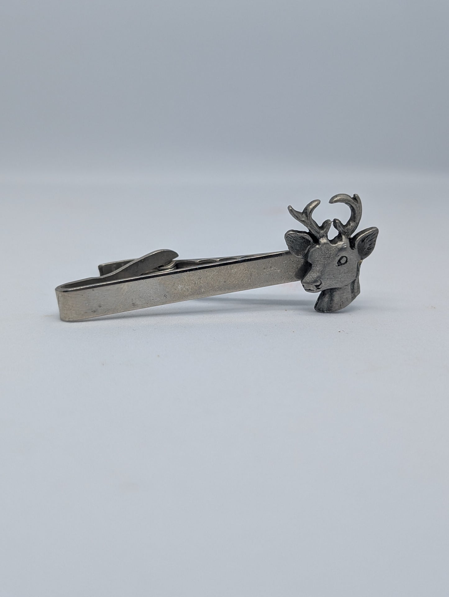 Deer Themed Silver Tone Tie Clip