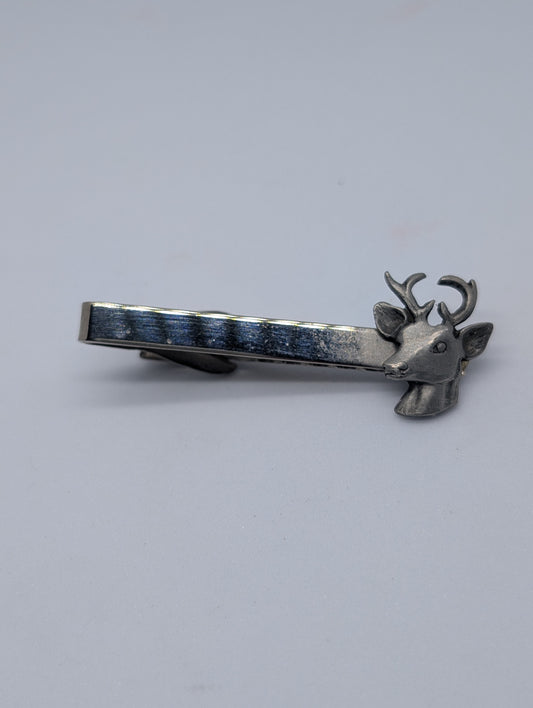 Deer Themed Silver Tone Tie Clip