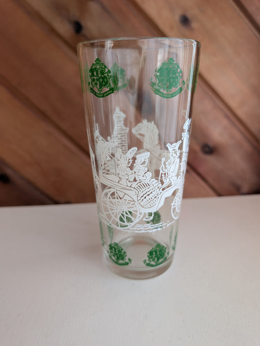 Vintage Deus Major Columna Drinking Glass Manor House Estate Scene 6 1/2" Tall