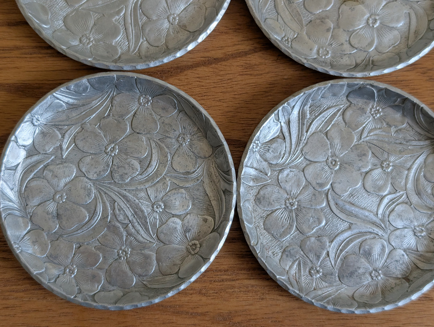 Set of 6 Everlast Forged Aluminum Dogwood Coasters