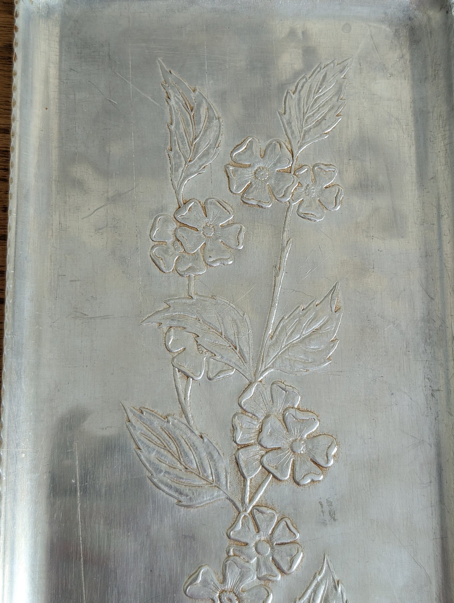 Vintage Hammered Aluminum Dogwood Tray